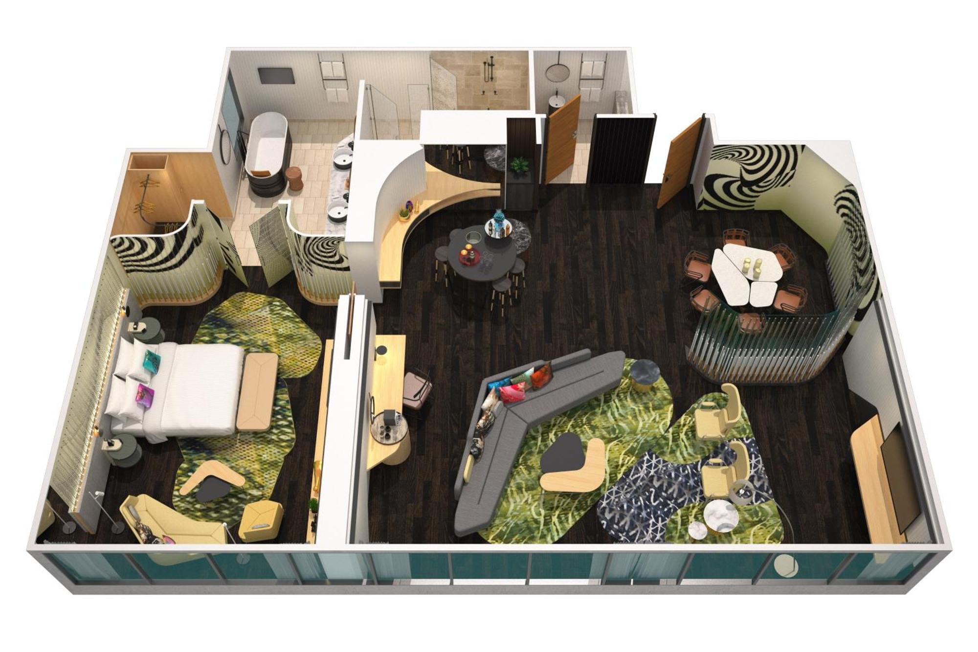 Hotel W Brisbane Exterior foto 3D floor plan of a suite